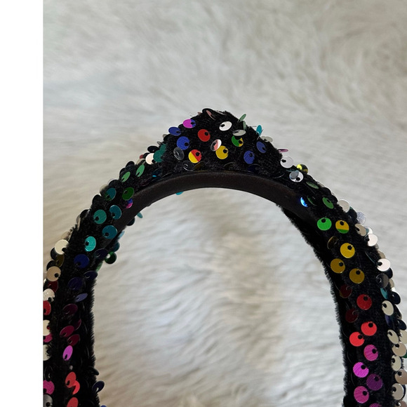 Headband metallic Velvet & Sequin Plush Headband. Rainbow Sequin Twist - Picture 7 of 11